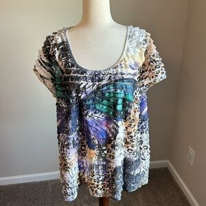 Moa Moa Woman Short Sleeve Top Size 1X